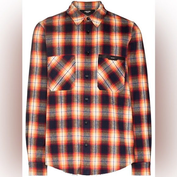 Amiri Logo Flannel Caual Button-Down Shirt